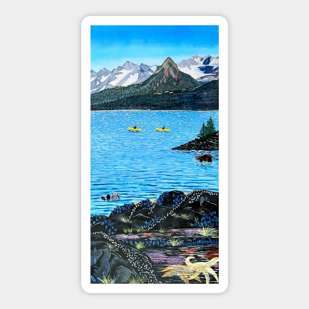 Kayaking in Kachemak Bay, Homer, Alaska Sticker by realartisbetter